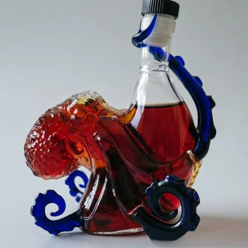 Vintage Collectible Glassware - ウイスキーデカンター、海の怪物タコ、ヴィンテージバーデコレーション、ワインボトル、ガラス製品、アートコレクション、装飾品