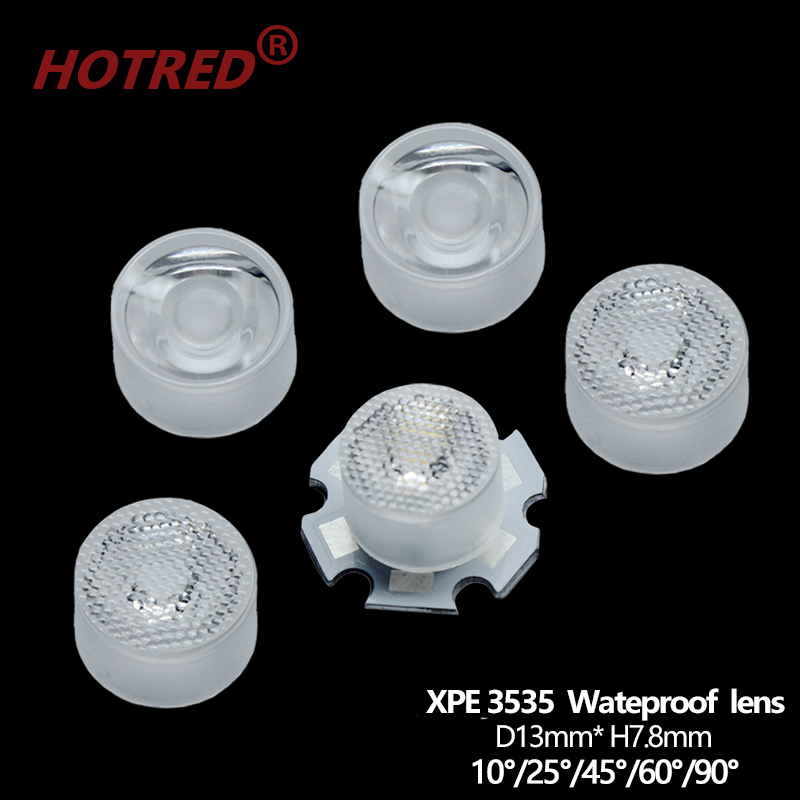 Darkroom Enlarger Lens - 防水LEDレンズ,リフレクター,1w,3w,5w,3535,xpe,10, 25, 45, 60, 90度,smd,3535, 3030,xp2,xpg2,xte、衝突防止計、100個、13mm