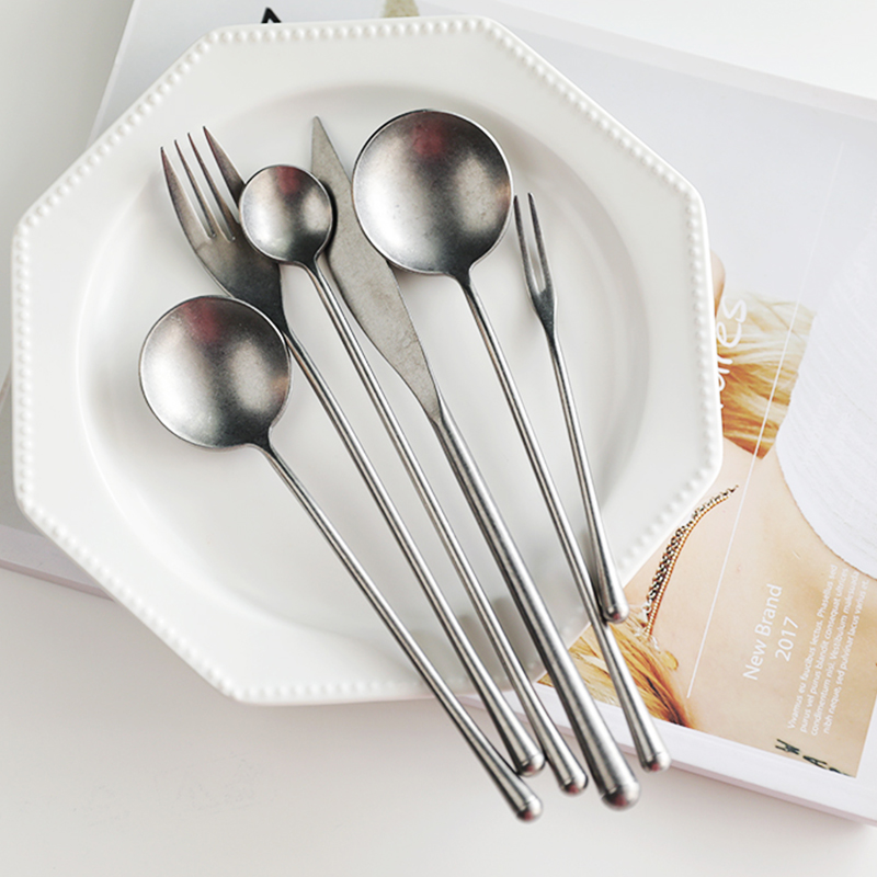 Vintage Collectible Spoons - レトロなステンレス鋼のカトラリー,304,洋裁ディナーナイフ,フォーク,スプーンセット,ヴィンテージの特別なセット,フルーツフォーク,コーヒー,ティースプーン