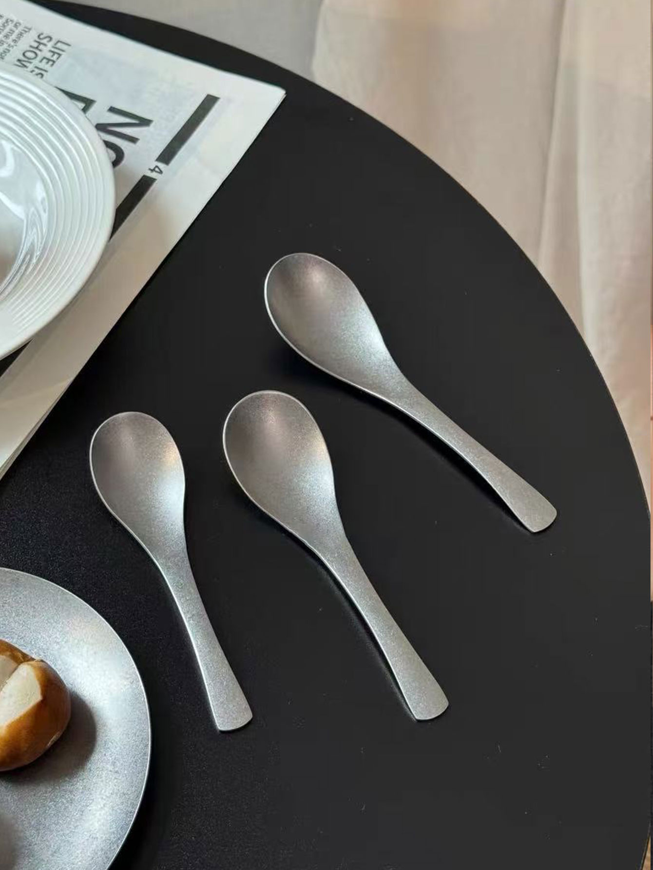 Vintage Collectible Spoons - ヴィンテージ風ダメージ加工スプーンセット、304ステンレススプーン、子供用スプーン、高美的価値スプーン、小スプーン、アールスプーン、3点セット