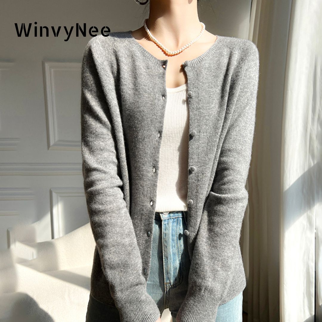 Vintage Collectible Buttons - Wwiynee-女性用ニットウールカーディガン、カジュアルセーター、暖かいアウターコート、冬服、トレンド、新しい、b1263018b、2021