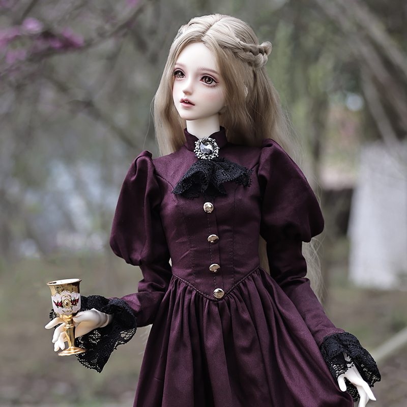 Vintage Collectible And Vintage Dolls - Elina bjd-エレガントなヴィンテージの女性の人形,かわいい人形,明るい紫色のドレス,樹脂,芸術的なおもちゃ,おとぎ話,1/3