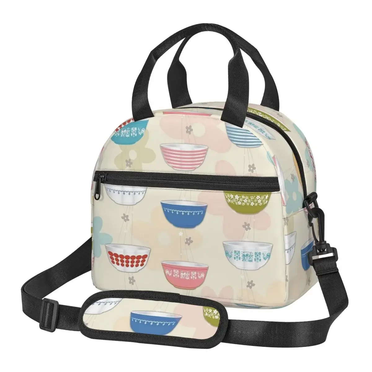 Vintage Collectible Lunch Boxes - ヴィンテージパイレックスボウルコレクション女性用断熱ランチバッグ弁当収納食品ボックス漏れ防止クーラーサーマルランチボックストート