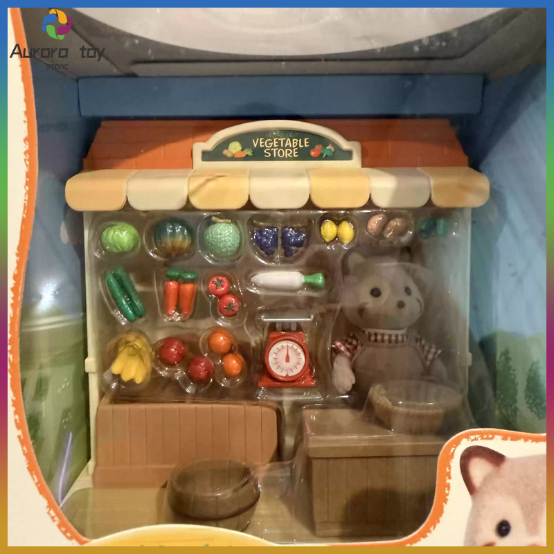 Vintage Collection Playset - シルバニアファミリー 廃止ショップシリーズ アライグマの野菜屋さん ヴィンテージマーケット プレイセット ロールプレイごっこ遊び