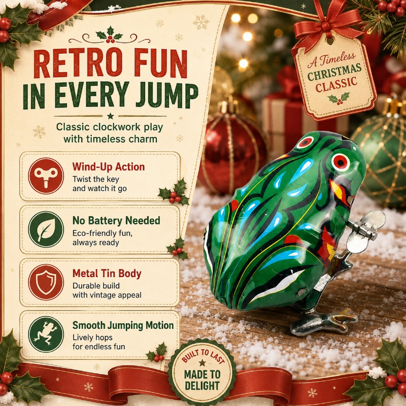 ヴィンテージの巻き上げ式金属製ジャンプフロッグ時計、懐かしい - Vintage Collectibles Toys のレビューと価格