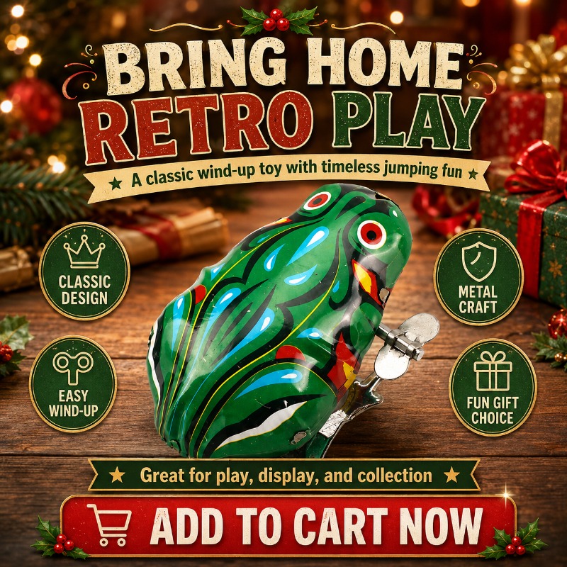 ヴィンテージの巻き上げ式金属製ジャンプフロッグ時計、懐かしい - Vintage Collectibles Toys のレビューと価格