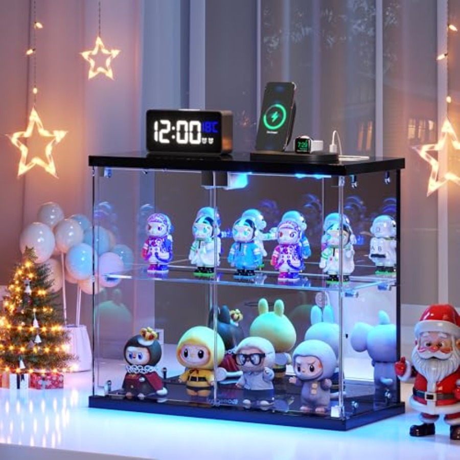 2個セット LEDライト付きガラスディスプレイケース（コレク - Collectible & Vintage Dolls For Halloween のレビューと価格