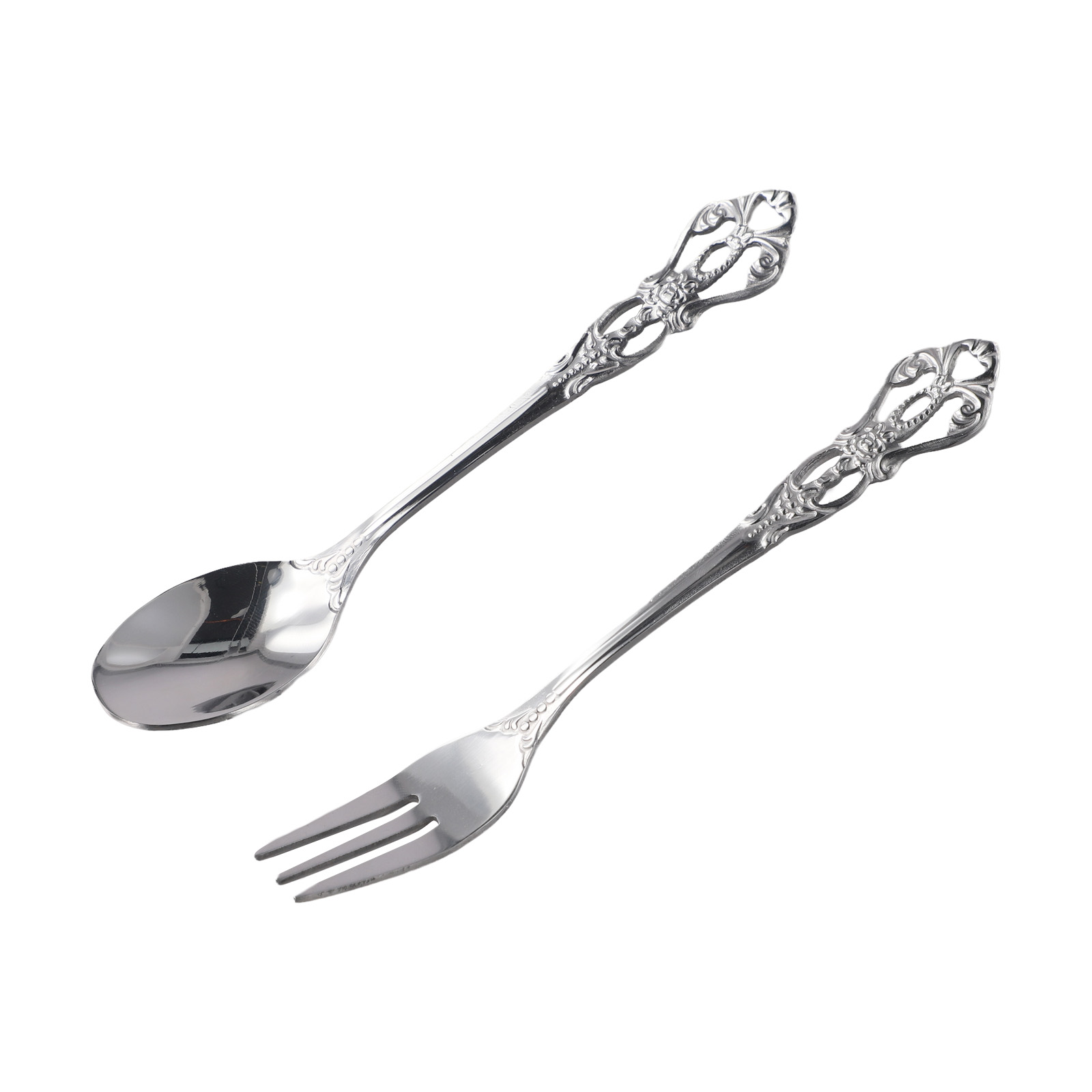 1 ペアヴィンテージゴールドスプーンフォークカトラリーセット - Vintage Collectible Spoons のレビューと価格