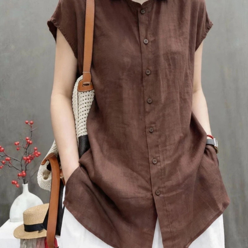 オフィスレディ半袖ソリッドボタンシンプルブラウス女性服夏ポロ - Vintage Collectible Buttons のレビューと価格