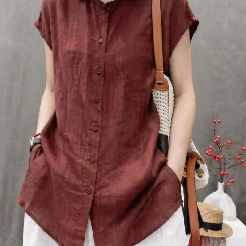 オフィスレディ半袖ソリッドボタンシンプルブラウス女性服夏ポロ - Vintage Collectible Buttons のレビューと価格
